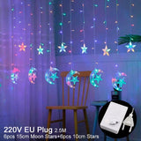 Xpoko Star Moon Led Curtain Garland String Light Eid Mubarak Ramadan Decoration Islam Muslim Party Decor Eid Al Adha Gift Eid Mubarak