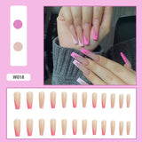 24Pcs/Box Line Geometric Long Ballerina False Nails Leopard French Detachable Coffin Fake Nails Beauty Hot Sale Full Cover Nails