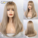 Long Straight Light Purple Synthetic Wigs for Women Girls Cosplay Party Lolita Hair Wigs with Bangs Heat Resistant Fiber