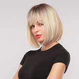 Short Straight Bob Synthetic Wigs with Bangs for Women Afro Ombre Black Brown Yellow Blonde Wigs Cosplay Party Daily Hair