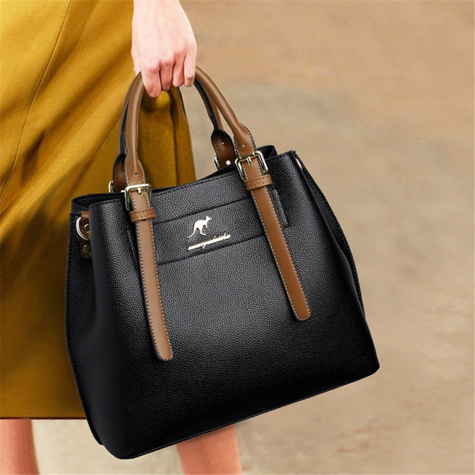 Back to School Large Capacity Casual Tote Bag Leather Shoulder Crossbody Bags For Women 2022 Simple Female Shopper Bag Designer Handbag