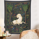 Mythical Unicorn Tapestry Wall Hangings Forest Fantasy Aesthetic Room Decor Heraldic Medieval Tapestry Art Fairytale Wall Decor