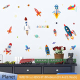 Space Planet Wall Stickers for Kids Room Decoration Rocket Wall Decals Decorative Stickers Bedroom Mural Self-adhesive Wallpaper