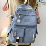 Kawaii Backpack For Teenage Women Waterproof Nylon Famous Girls Schoolbag Fashion Black Travel Bag Bagpack Mochila