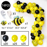 Xpoko 74 Pieces Of Yellow Aluminum Foil Bee Shape Latex Yellow Wave Dot Black Balloons Suitable For Insect Theme Birthday Party Decora