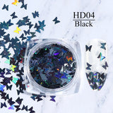 Sparkly Mirror Butterfly Sequin Nail Flakes Holographic Glitter Heart Star Aurora 3D Nail Paillette Decoration Design GLHB01-04