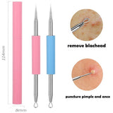 Xpoko Double Head Blackhead Comedone Acne Blemish Extractor Remover Stainless Needles Blackhead Pimple Blemish Extractor Remove Tools