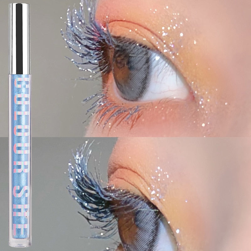 Xpoko 1Pcs Diamond Shiny Charm Mascara Volume Waterproof Curling Eyelashes Extension Cosmetics Makeup Silk Quick Dry Glitter Mascara