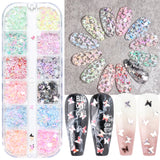 12grid Sugar Nail Powder Glitter Piment Holographic Decoration Sweater Snowflakes DIY Winter Nail Art Design Manicure Flake GLTY