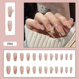 24Pcs Heart Gradient Designs False Nails French Long Ballet Line Bow Coffin Fake Nail Artificial Full Cover Nail Art Tips Z143