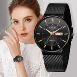 Women Watches Luxury Brand Ultra-thin Calendar Week Quartz Watch Ladies  Stainless Steel Waterproof Gift reloj muje+Box