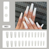 24Pcs Heart Gradient Designs False Nails French Long Ballet Line Bow Coffin Fake Nail Artificial Full Cover Nail Art Tips Z143