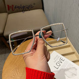 Fashion Transparent square sunglasses metal frame Women overize glasses Men Eyeglasses Frame nerd plain glasses clear shades