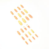 24pcs Yellow Flower Fake Nail Tips Bow Daisy Long Ballet False Nails with Glue French Full Cover Press Nail Accessories Tips