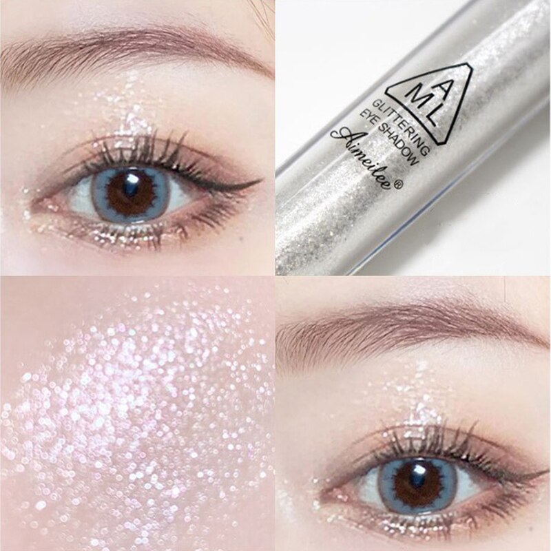 Xpoko 1Pcs Diamond Glitter Eyeshadow Women Makeup Nude Shimmer Liquid Eye Shadow Mineral Pigment Long-Lasting Cosmetics Maquillaje