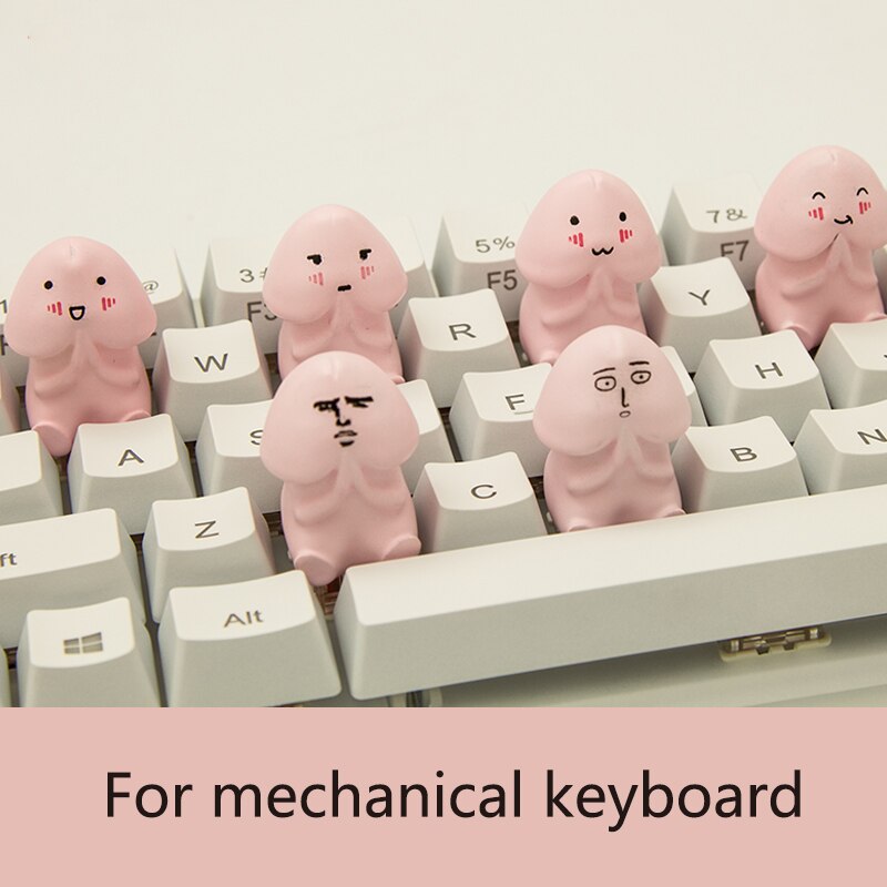 Personality Cartoon Keycap Pink Single Three-Dimensional Dute Mechanical Keyboard Cross Axis Cartoon DIY Smiley Shy Expression