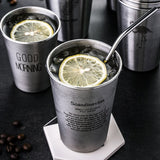 European Industrial Style 304 Stainless Steel Metal Beer Mug Large Mug Household Ins with Lid Nordic Style Mark Water Mug Cups