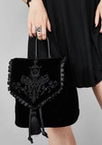 Xpoko The New Harajuku Velvet Backpack Women Gothic Magic Embroidery Black Punk Style Ladies Backpack Travel Bags Shoulder Bag
