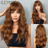 GEMMA Cosplay Long Natural Wavy Synthetic Wig Platinum Blonde Wigs with Bangs for Women Lolita Daily Party Heat Resistant Fibre