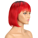 Short Colored Straight Bob Human Hair Wig With Bangs For Black Women Natural Glueless Brazilian Remy Blonde 613 Wavy Wigs