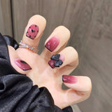 24pc Fake Nails Cow Pattern Short Wear-Resistant Nail Stickers Finished Manicure Patch Coffin False Nail With Glue Ballerina Art