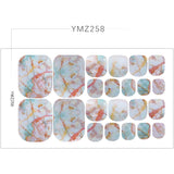 Xpoko 22Tips/Sheet Retro Hot Marbled Starry Sky Toe Nail Stickers Lace Stickers Adhesive Foil Stickers Manicure Decals