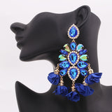 Xpoko Aretes India Earrings Women Rhinestones Pendant Crystal Statement Earrings For Women Flower Tassel Earring Fashion Jewelry Gifts