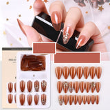 24Pcs/Box Detachable Gradient Transparent False Nails Pink Butterfly Rhinestone Stiletto Sharp Fake Nails Full Cover Manicure