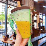 Plastic Water Bottle Cute Ice Cream Straw Cup Student Handy Cup Summer Cold Drinking Water Cup Portable Anti-fall Kettle Cup