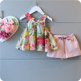 New Summer Baby Girl Clothes Cute Children's Floral Children's Clothing Girls Tops + Shorts 2 Sets  Kids Clothes Set for Girls