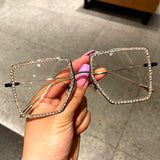 Fashion Transparent square sunglasses metal frame Women overize glasses Men Eyeglasses Frame nerd plain glasses clear shades