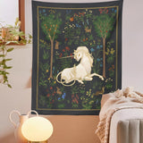Mythical Unicorn Tapestry Wall Hangings Forest Fantasy Aesthetic Room Decor Heraldic Medieval Tapestry Art Fairytale Wall Decor