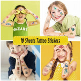 Xpokp 10Sheets/Lot Children Cute Cartoon Unicorn Temporary Tattoo Stickers Baby Shower Kids Body Makeup Sticker Tattoos Mermaid Party