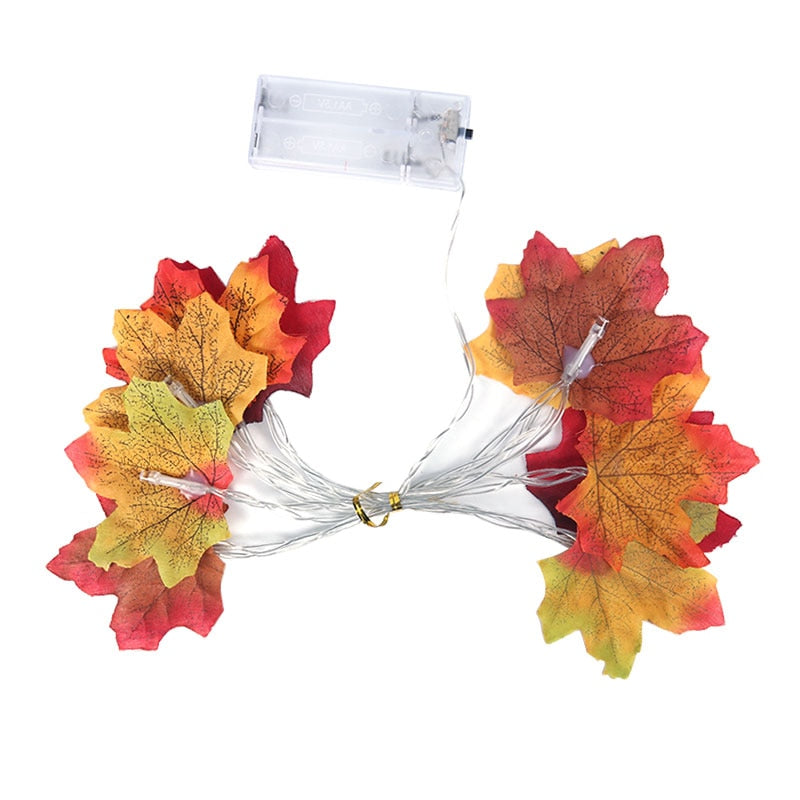 Xpoko Thanksgiving Maple Leaves Artificial Fall Maple Leaves String Lights Garland Halloween Autumn Leaves Decoration Wedding Decor