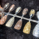 Sparkly iridescent Diamonds Nail Glitter Shinning iridescent Silver Gold Nail Polish Powder Flakes Dust Chrome Pigment Decor