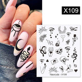 Merry Christmas 3D Nails Sticker Winter Cute Cartoon Sliders Snowflake Elk Xmas Tree Decal UV Gel Polisn Manicures Foils Decor