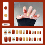 24pcs Multi-Type Wear Short Paragraph Fashion Wearable Manicure Ballerina False Nails Detachable Full Cover Coffin Fake Nail Art