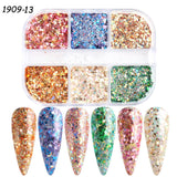 3D Fluorescent Nail Glitter Flakes Set Holographic Powder Sequins Paillette Manicure Nail Art Pigment Decoration Tools GLSP