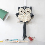 Nordic Creative Hand-woven Owl Macrame Tapestry Modern Minimalist Home Decor Boho Handmade Animal Tapestry Wall Hanging