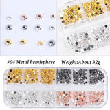 12 Grids 3D Nail Rhinestone Moon Gold Butterfly Heart Nail Art Charms Caviar Beads Decoration Ongles Manicure Accesoires GL1875