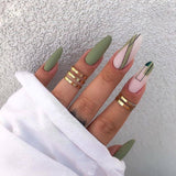 24pcs False Nails Patch Gradient Gray Glue Type Long Paragraph Ballerina Fashion Manicure Full Cover Wearable Coffin Fake Nails