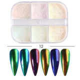 6pcs Rose Gold Nail Glitter Holographic Dip Powder Set Nail Art  Polishing Chrome Pigments Mirror Nail Polish Dust GL1539-NEW