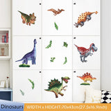 Cartoon Dinosaur Wall Stickers for Kids Room Nursery Wallpaper Decoration Removable Vinyl Self-adhesive Sticker Home Decor