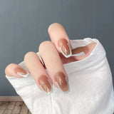 24pcs/box French False Nails Supplies for Professionals Elegant Removable Press on Nails Coffin Fake Nail Accessories