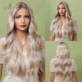 Xpoko EASIHAIR Long Lace Front Synthetic Wigs For Women Blonde Natural Wave Wigs With Baby Hair Heat Resistant For Daily Cosplay Party