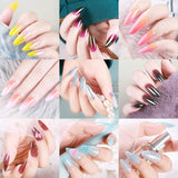 24Pcs/Box Detachable Gradient Transparent False Nails Pink Butterfly Rhinestone Stiletto Sharp Fake Nails Full Cover Manicure