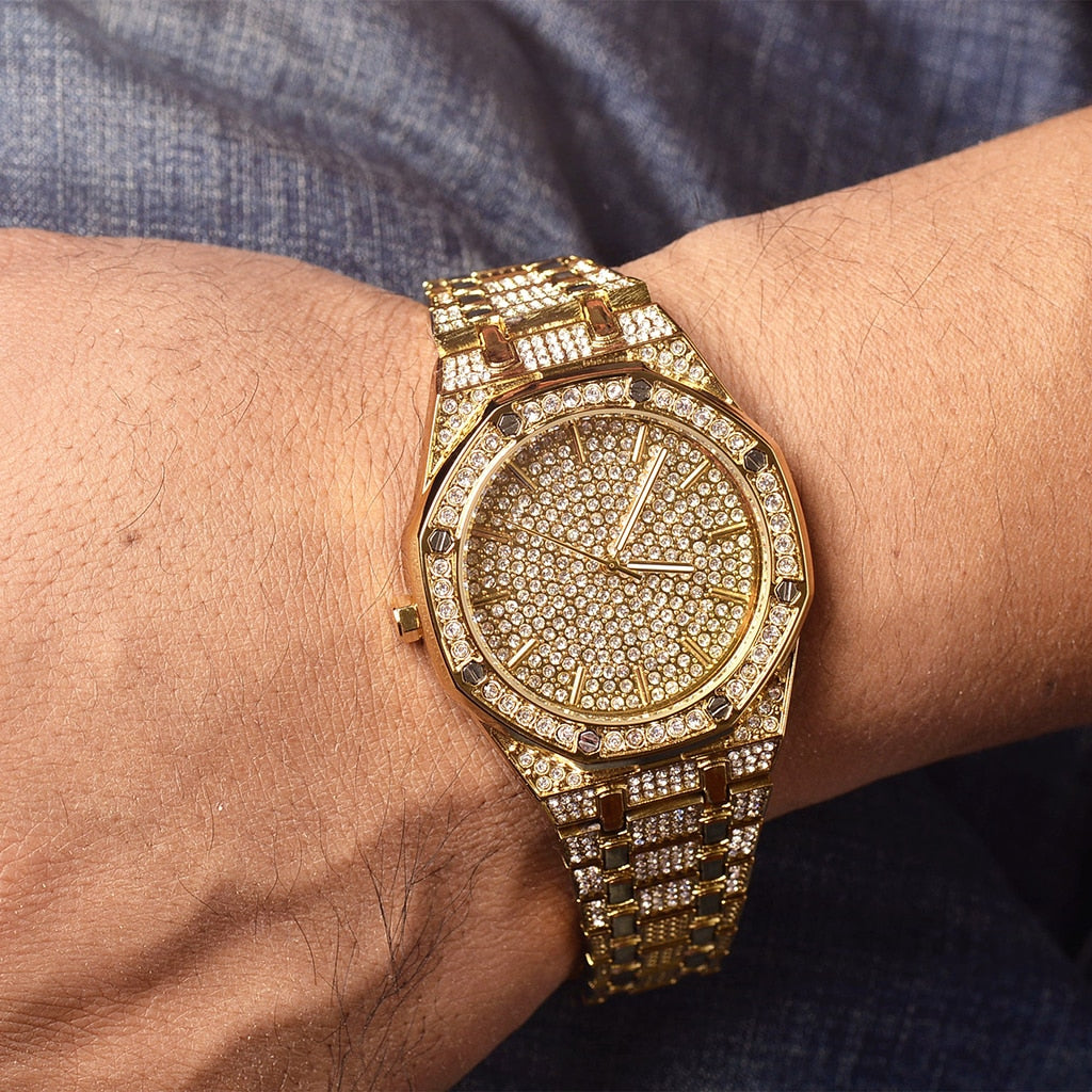 Luxury Iced Out Diamond Women Watch Men Rhinestone Hip Hop Ladies Watches Top Brand Dress Gold Clock Montre Femme Reloj Mujer