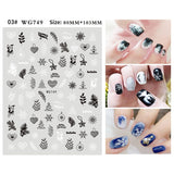 Merry Christmas 3D Nails Sticker Winter Cute Cartoon Sliders Snowflake Elk Xmas Tree Decal UV Gel Polisn Manicures Foils Decor