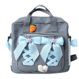 New Ribbon Bow Kawaii Shool Bag For Girls Shoulders Waterproof Nylon Cute Schoolbag Women Book Flap Pink Multifunctional Bag