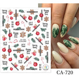 Merry Christmas 3D Nails Sticker Winter Cute Cartoon Sliders Snowflake Elk Xmas Tree Decal UV Gel Polisn Manicures Foils Decor